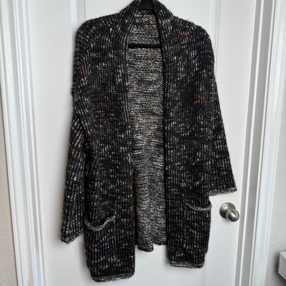 Express Open Front Wool Blend Cardigan Multi-Color Earth Tones on Black OS - Picture 1 of 8